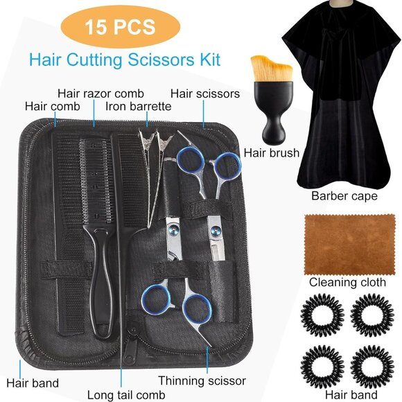 NEW! 15 pcs Hair Cutting Scissors Professional, Thinning Shears Stainless Steel - Picture 2 of 6